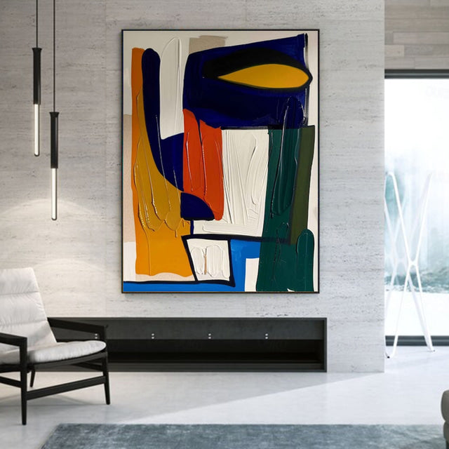 Handmade Oil Painting CanvasWall Art Decoration Abstract Knife Painting Landscape BlueFor Home Decor