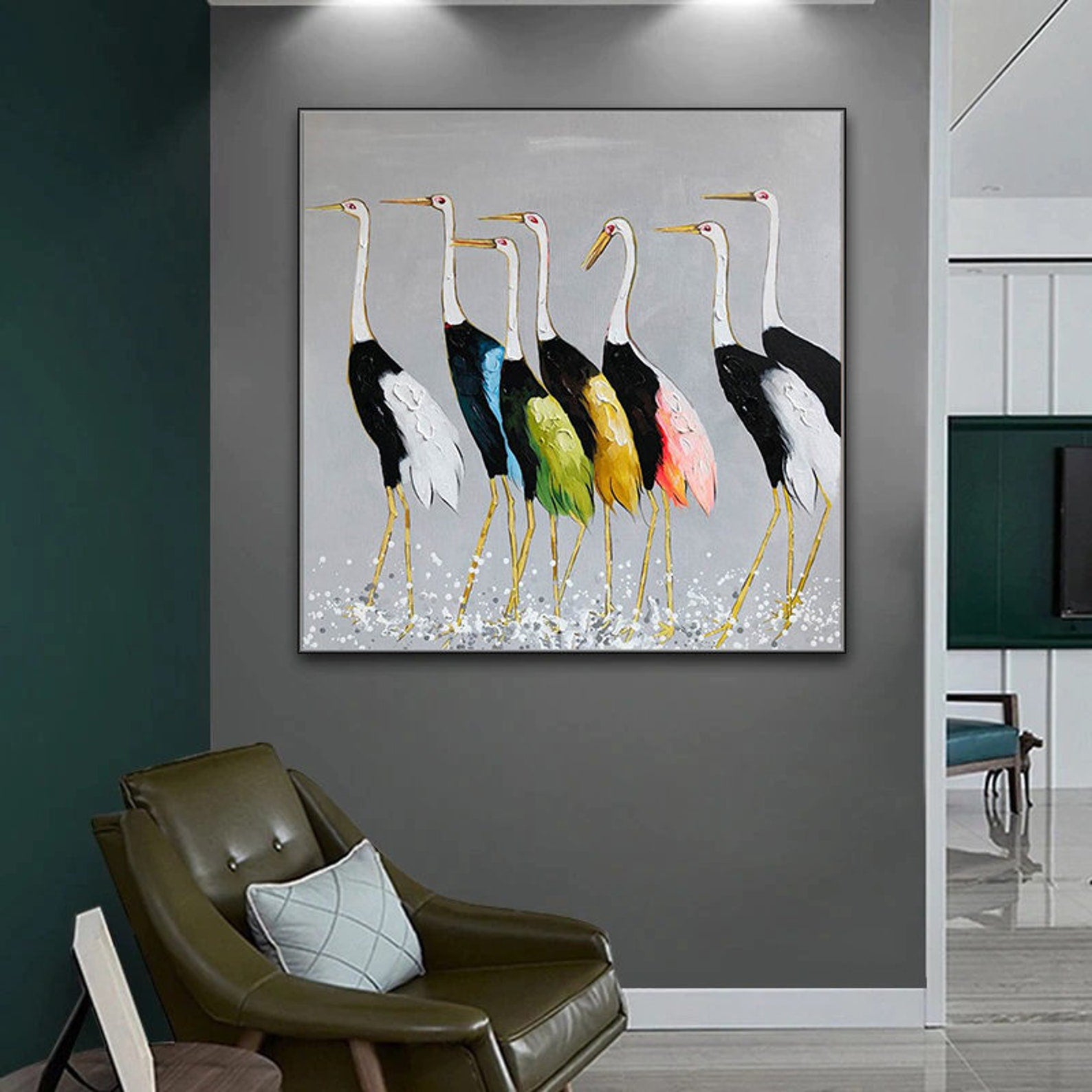 Seven Cranes Painting