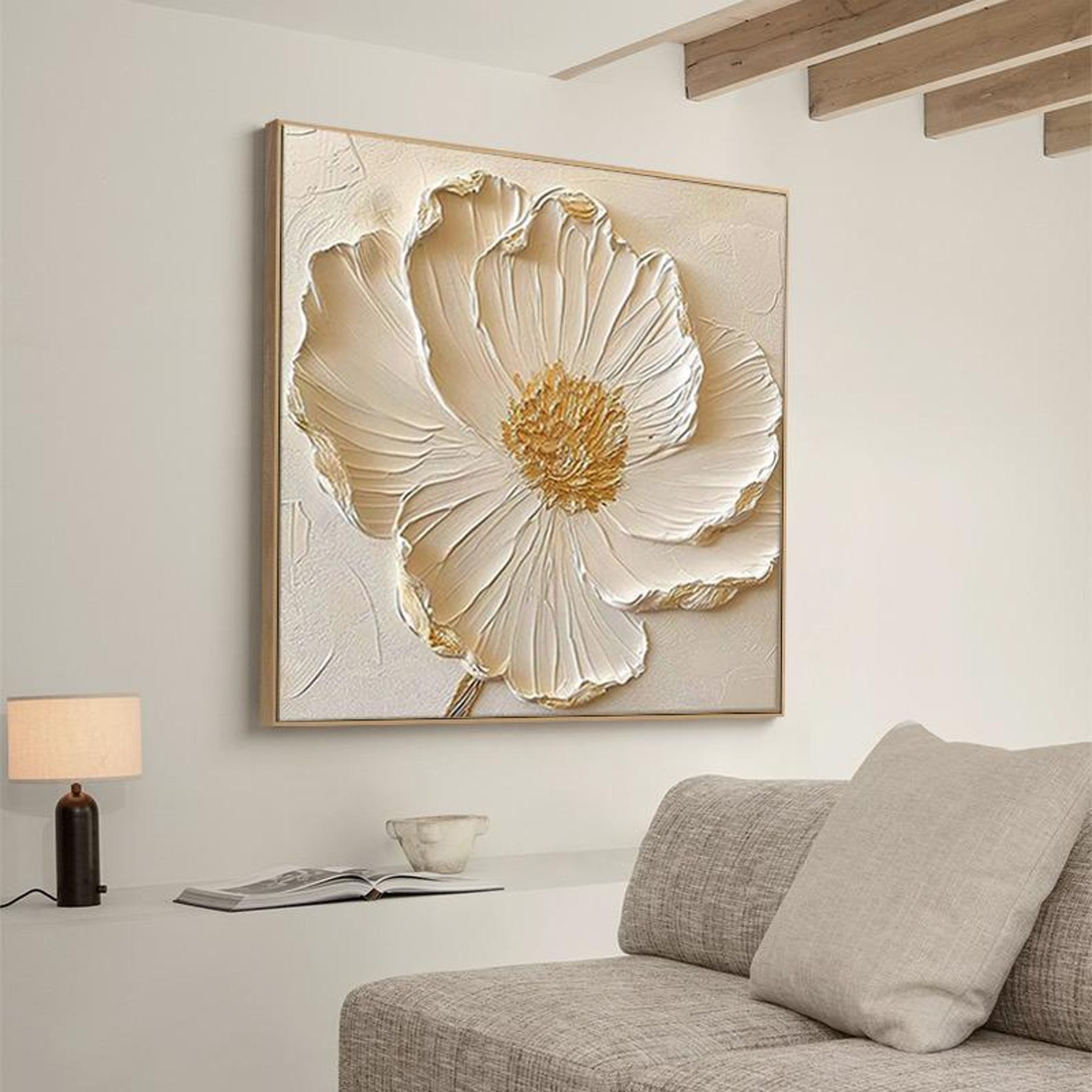 Beige Textured Flowers