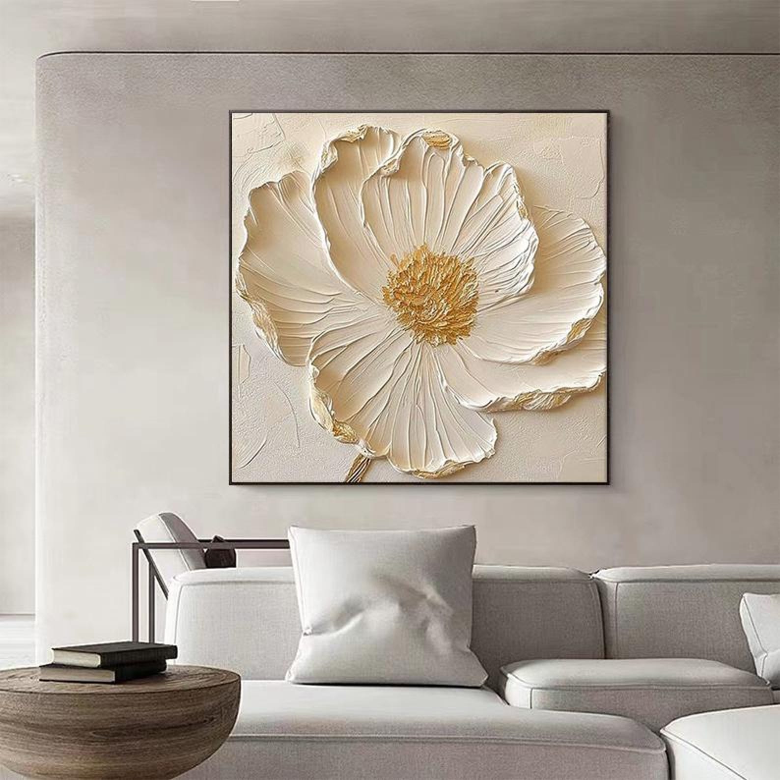 Beige Textured Flowers