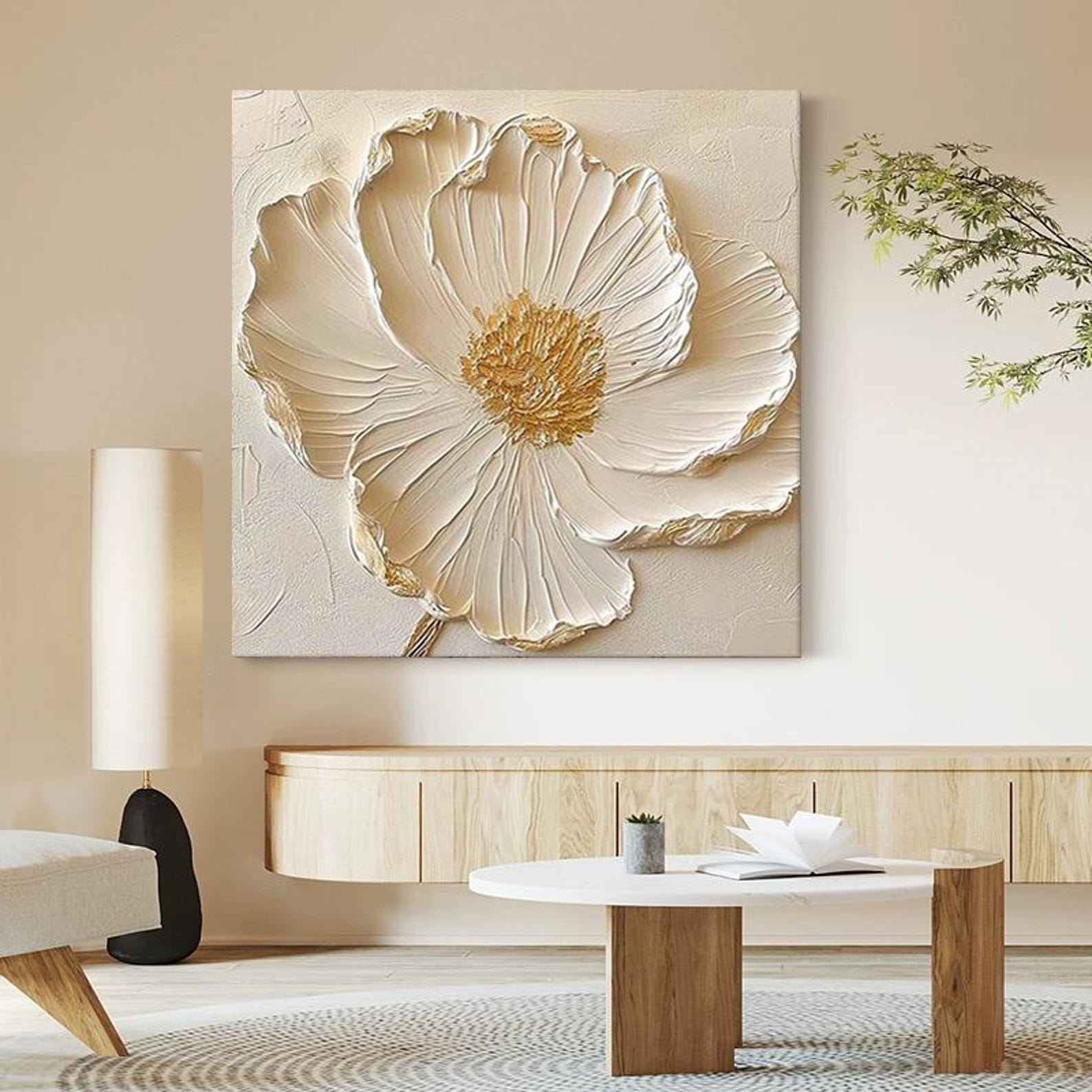 Beige Textured Flowers