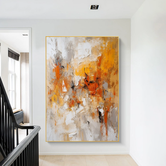 Large Orange and White Abstract Painting