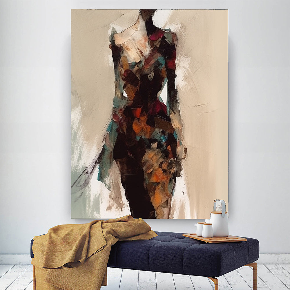 Abstract Colored Figures Oil Painting on Canvas, Large Wall Art Original Famous Painting Modern Wall Art Living Room Home Decor -13
