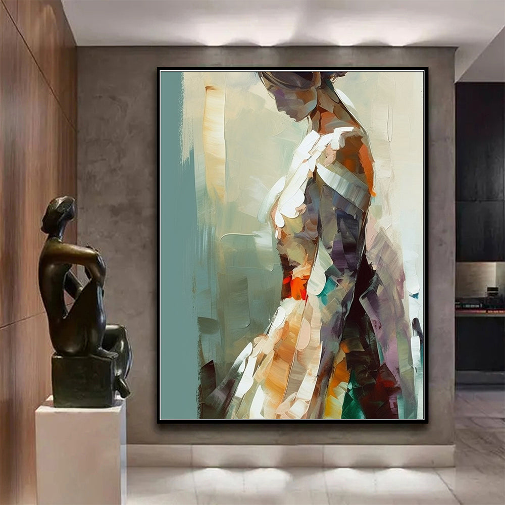 Original Oil Painting Abstract Figures On Canvas -AFP060