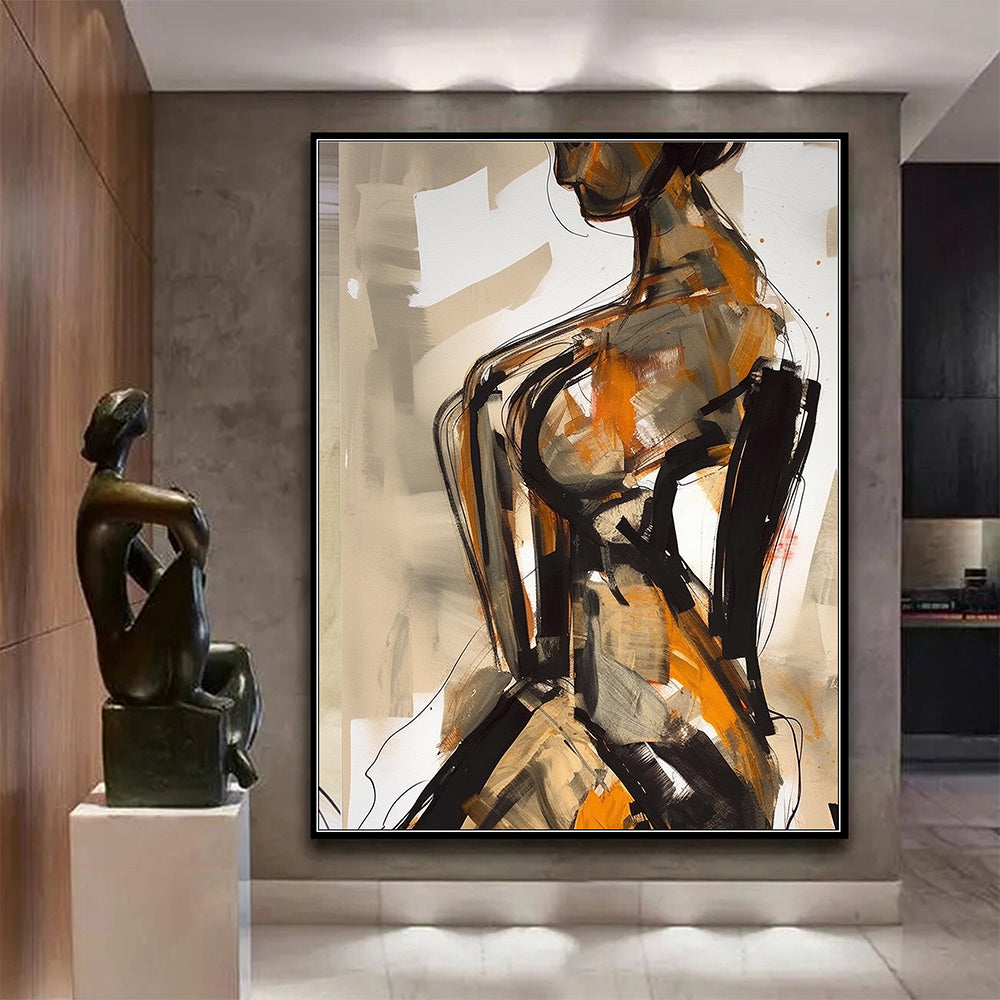 Original Oil Painting Abstract Figures On Canvas -AFP040