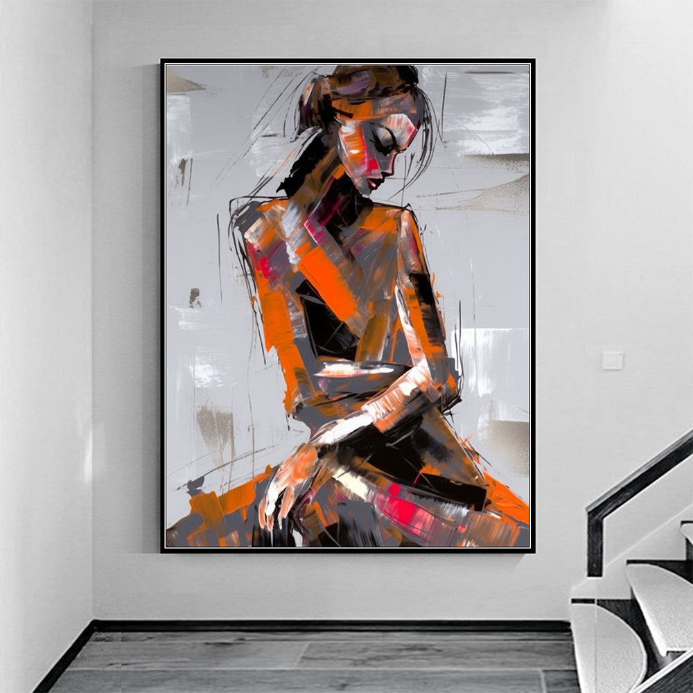 Original Oil Painting Abstract Figures On Canvas -AFP037