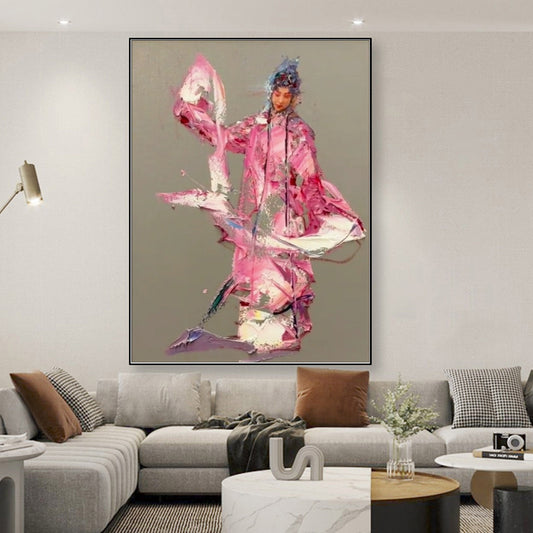 Large Chinese Opera oil painting, heavy textureoil painting, large abstract original palette knife painting , portrait painting