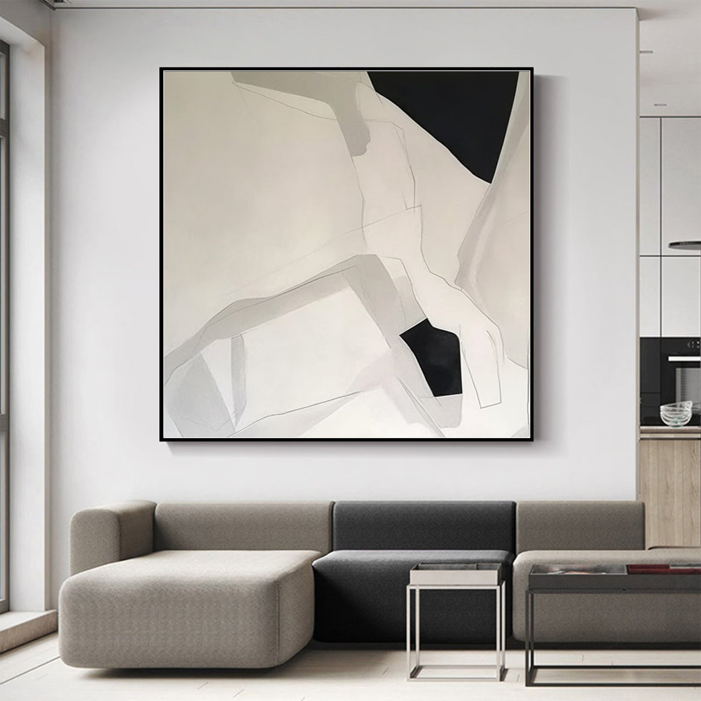 Original Abstract Art Acrylic Paintings Abstract Wall Art Canvas Wall Art For Living room Black and White SKU-BW23-41
