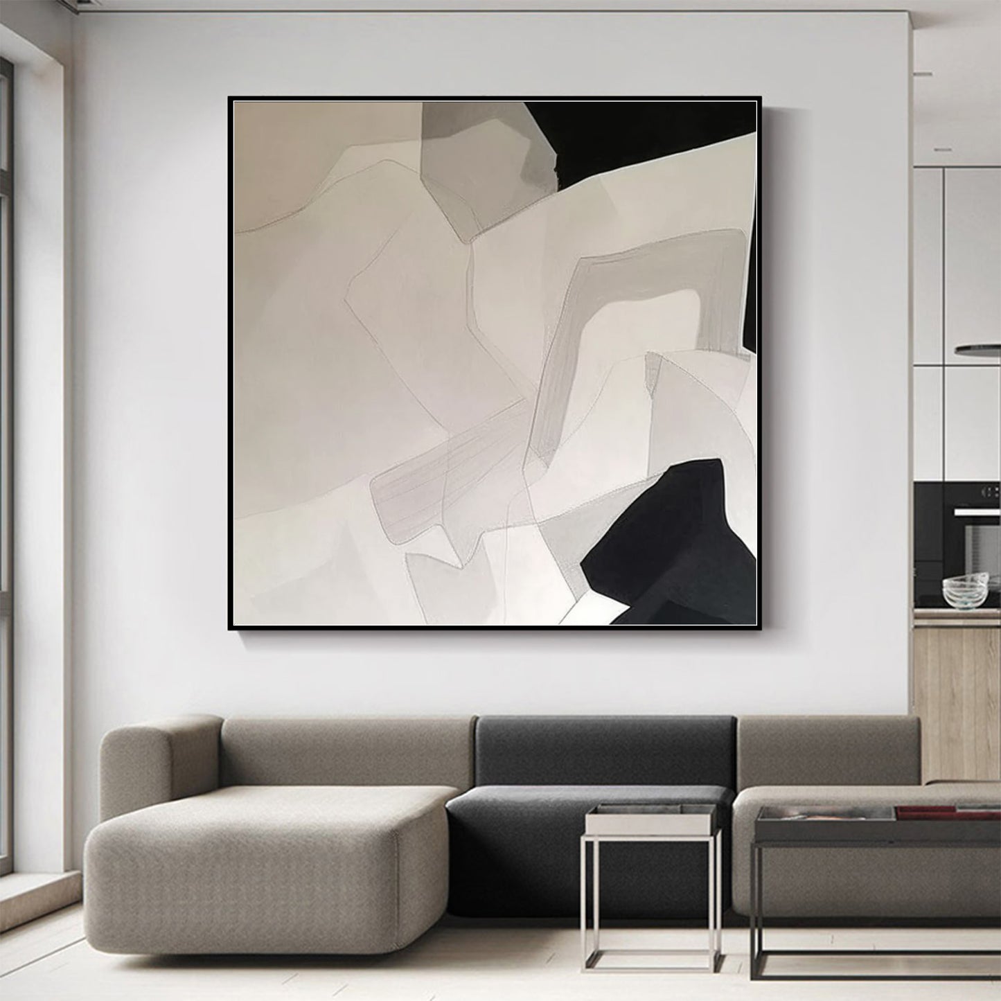 Original Abstract Art Acrylic Paintings Abstract Wall Art Canvas Wall Art For Living room Black and White SKU-BW23-33