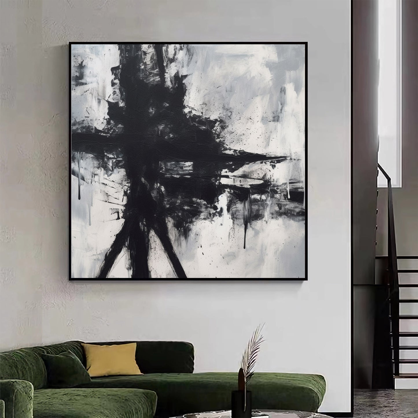 Handmade Paintings for Bedroom abstract Black and White Wall Art #Kb232BW93