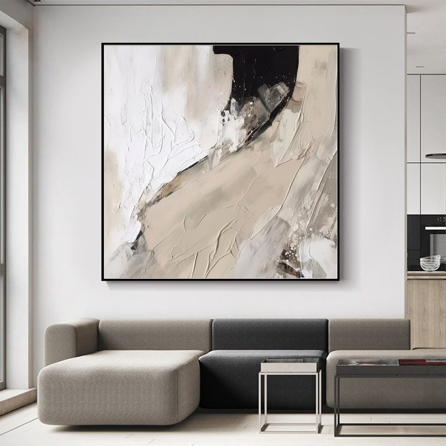 Large Black & White Abstract Art Custom Hand Painting