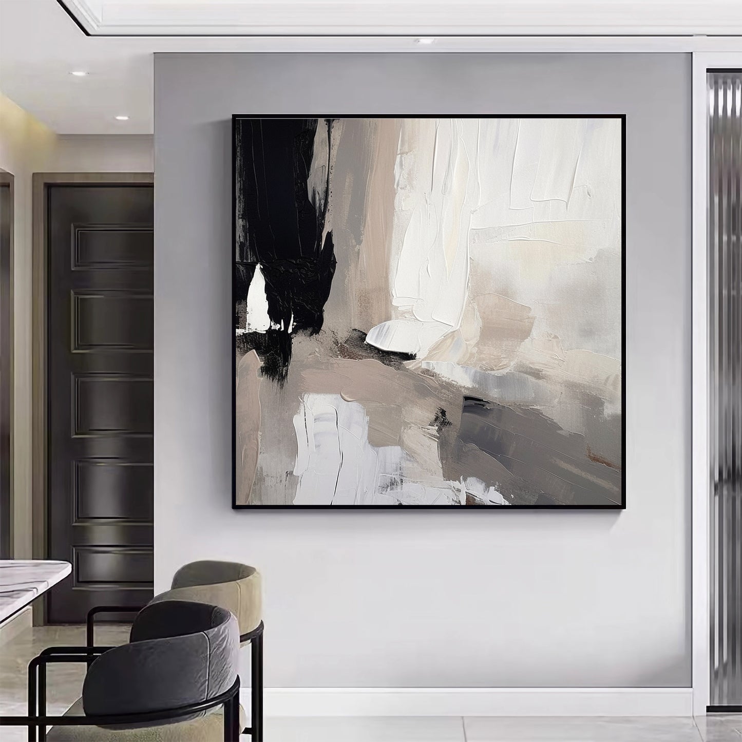 2024 New Abstract art Black and White wall art Dining Room Art