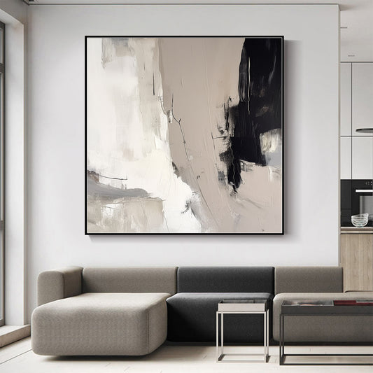 2024 New Abstract art Black and White wall art Custom Hand Painting