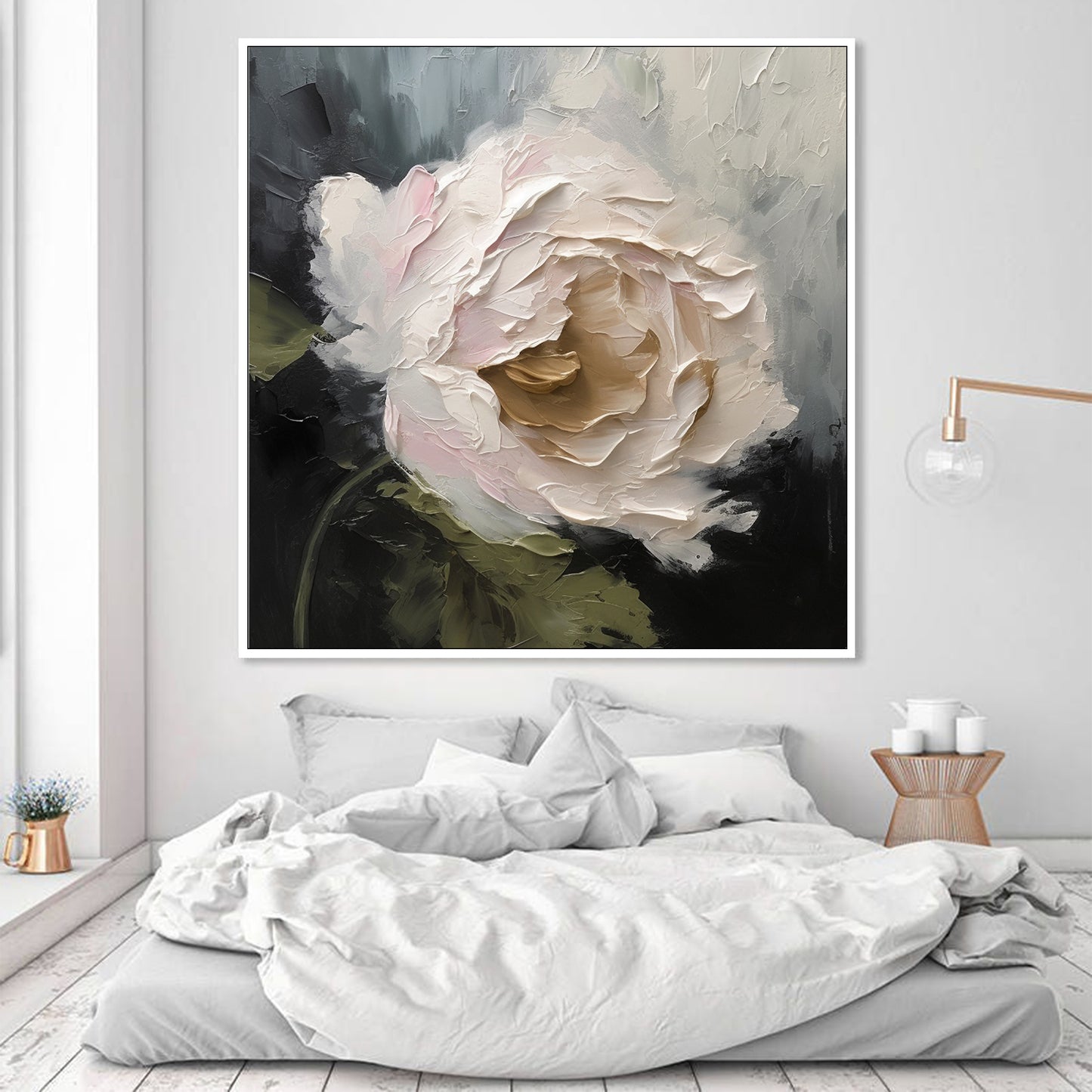 Handmade Original Flower Oil Painting On Canvas Wall Art KwingFLK-67