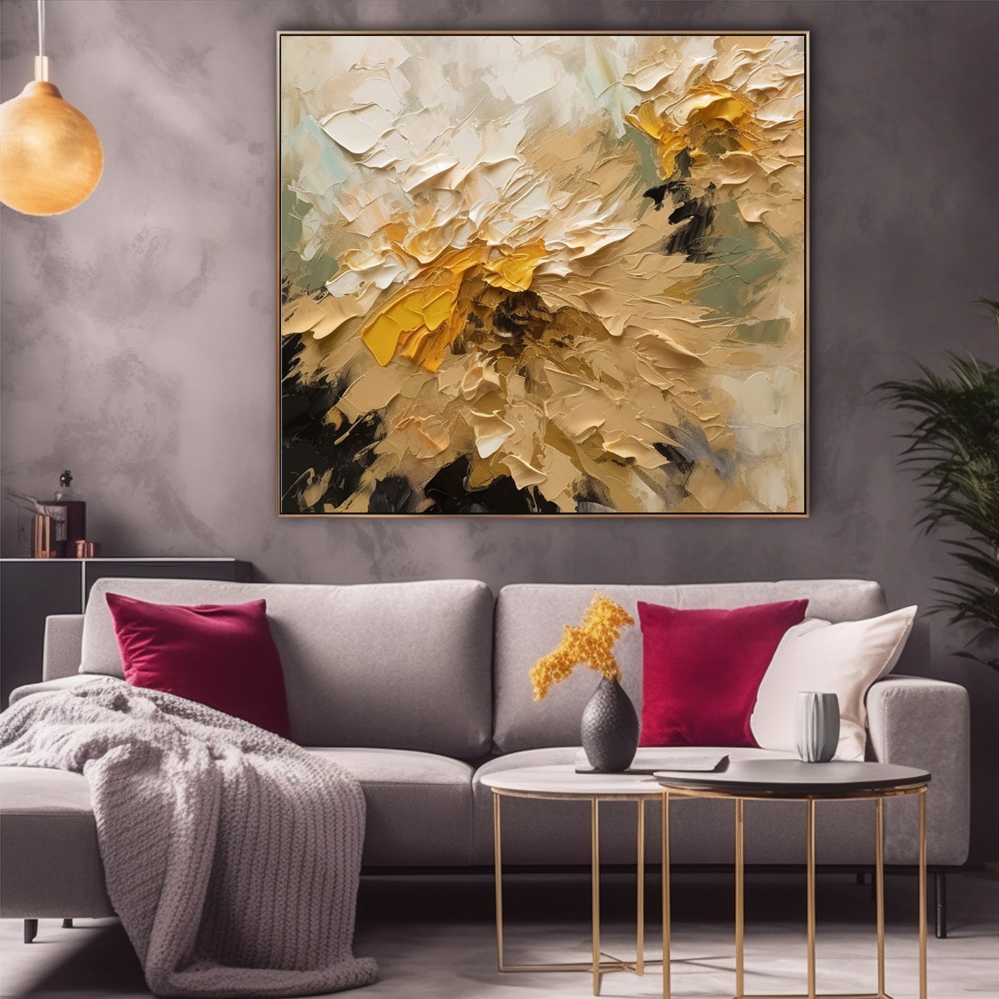 Abstract 3D Flower Oil Painting Texture Floral Wall Art Minimalist Living Room Decor Gift F0416A2340