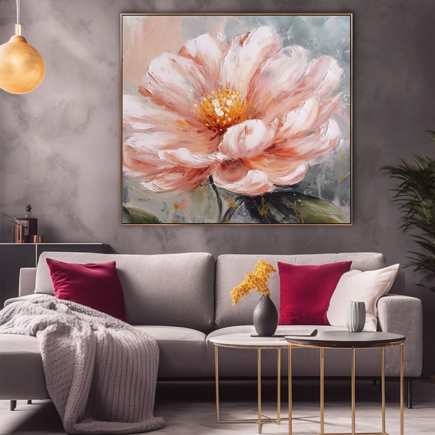 Abstract 3D Flower Oil Painting Texture Floral Wall Art Minimalist Living Room Decor Gift F0416A2329