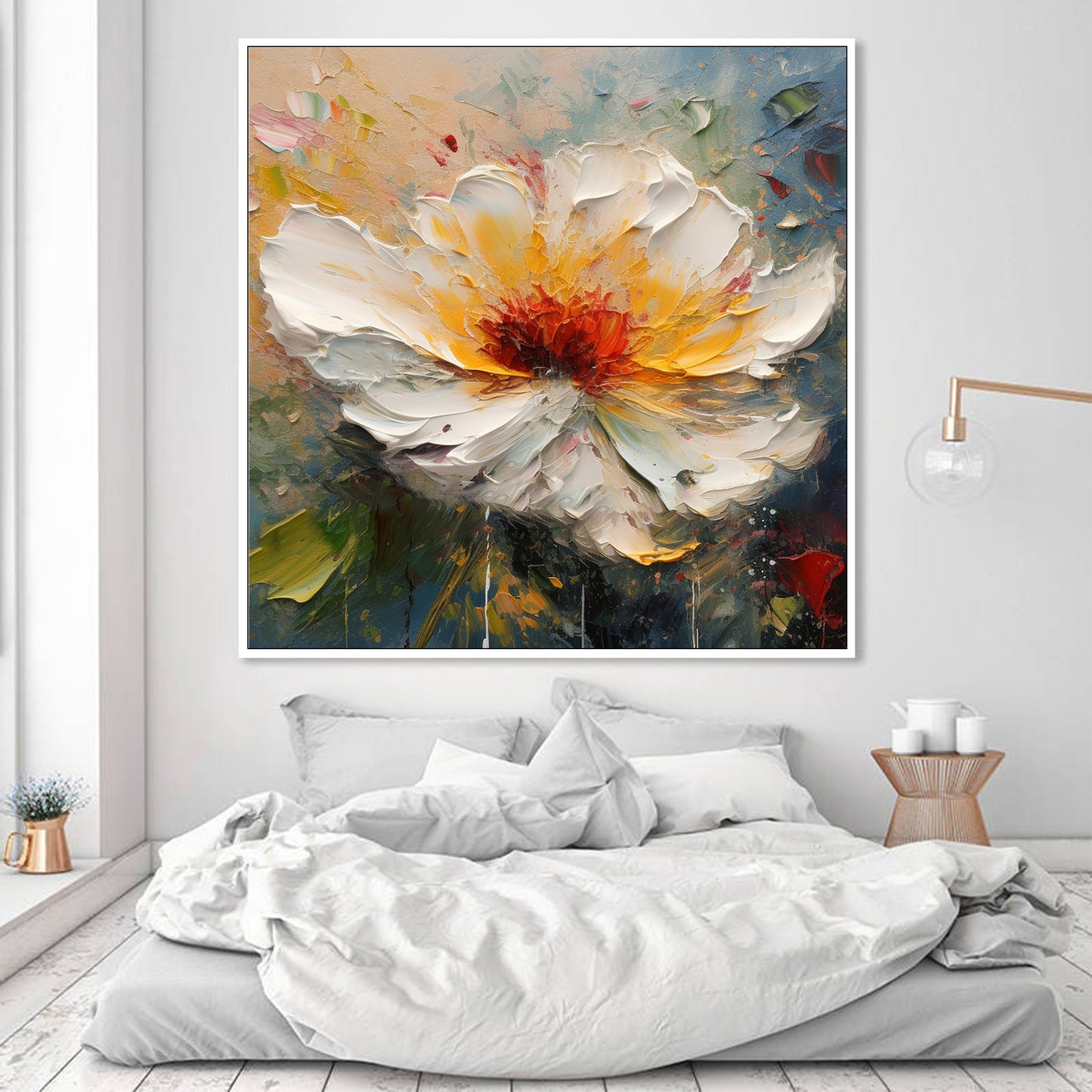 Abstract 3D Flower Oil Painting Texture Floral Wall Art Minimalist Living Room Decor Gift F0416A2311