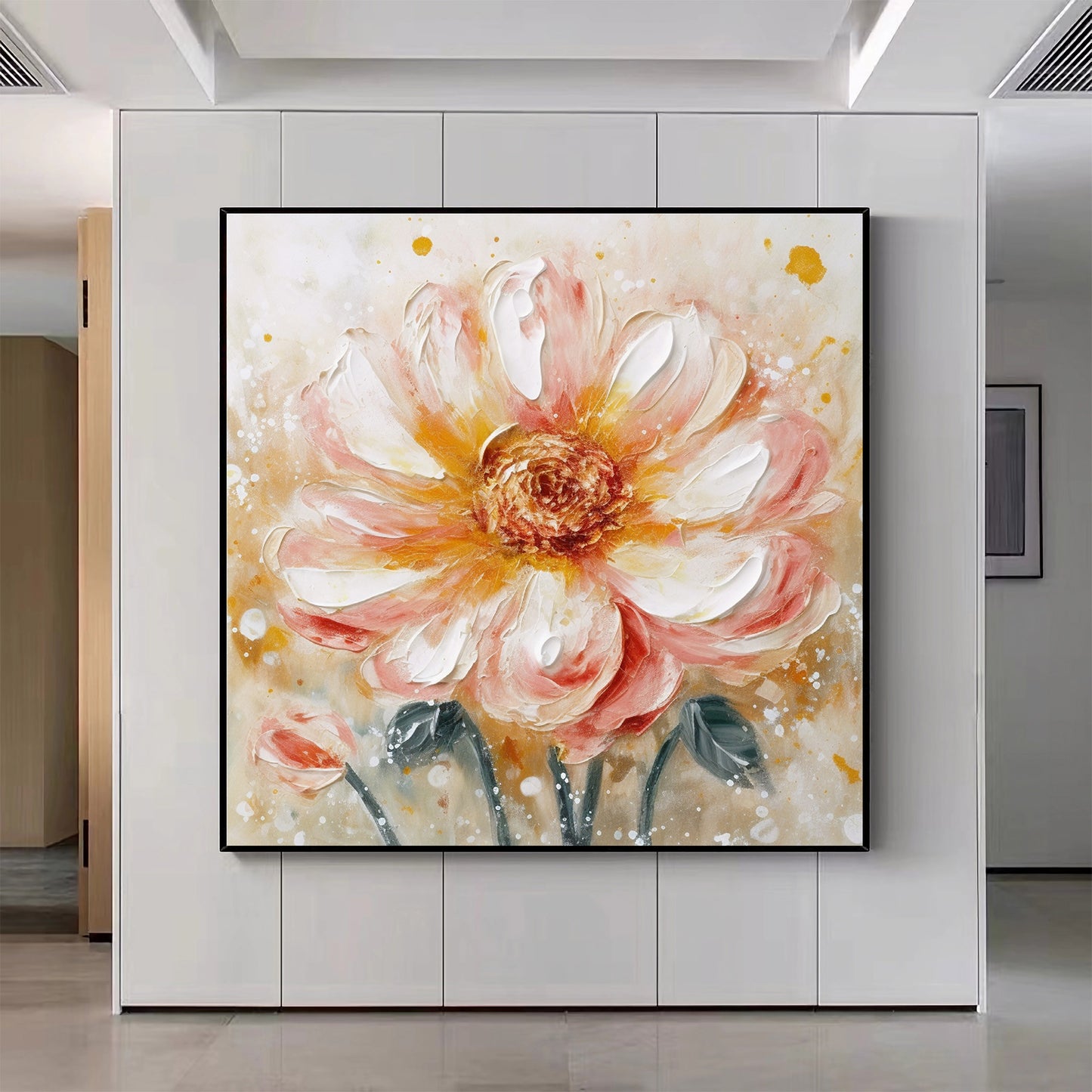 Abstract 3D Flower Oil Painting Texture Floral Wall Art Minimalist Living Room Decor Gift F0416A2311