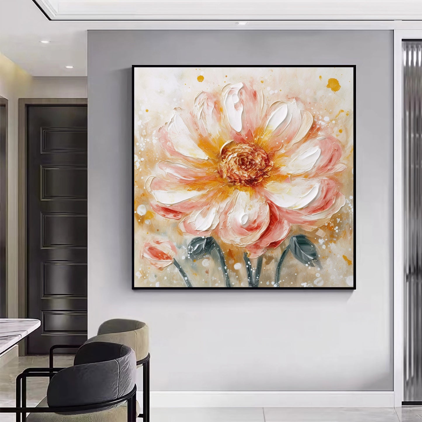 Abstract 3D Flower Oil Painting Texture Floral Wall Art Minimalist Living Room Decor Gift F0416A2310