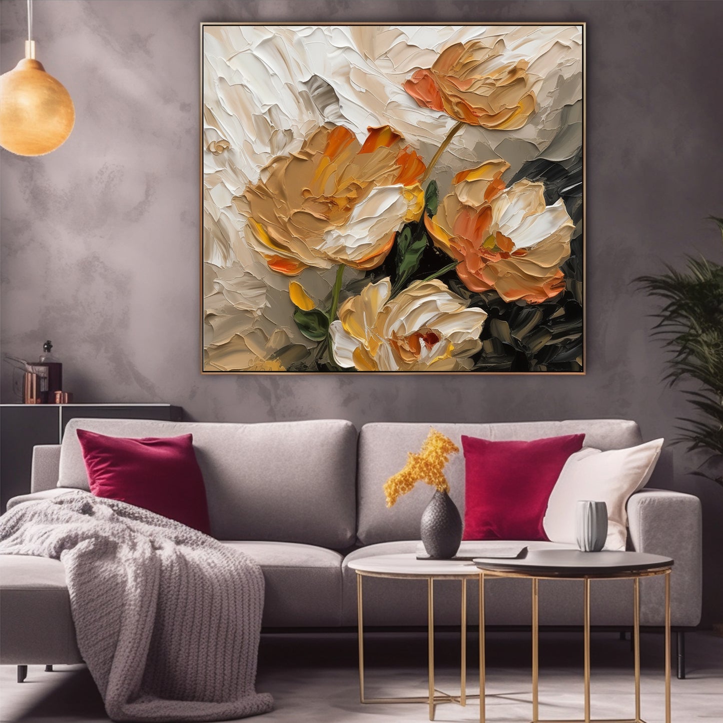 Handmade Original Flower Oil Painting On Canvas FPA-028