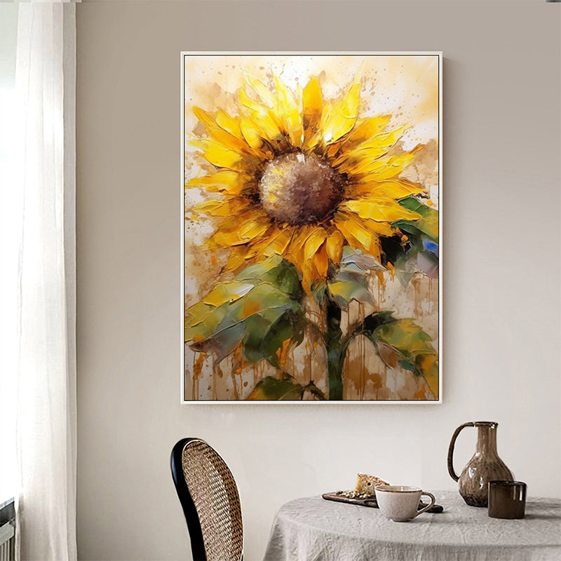 Blooming Sunflower Field Hand-Painted Oil Painting - Natural Rhythm: Sunflowers Bursting with Vitality