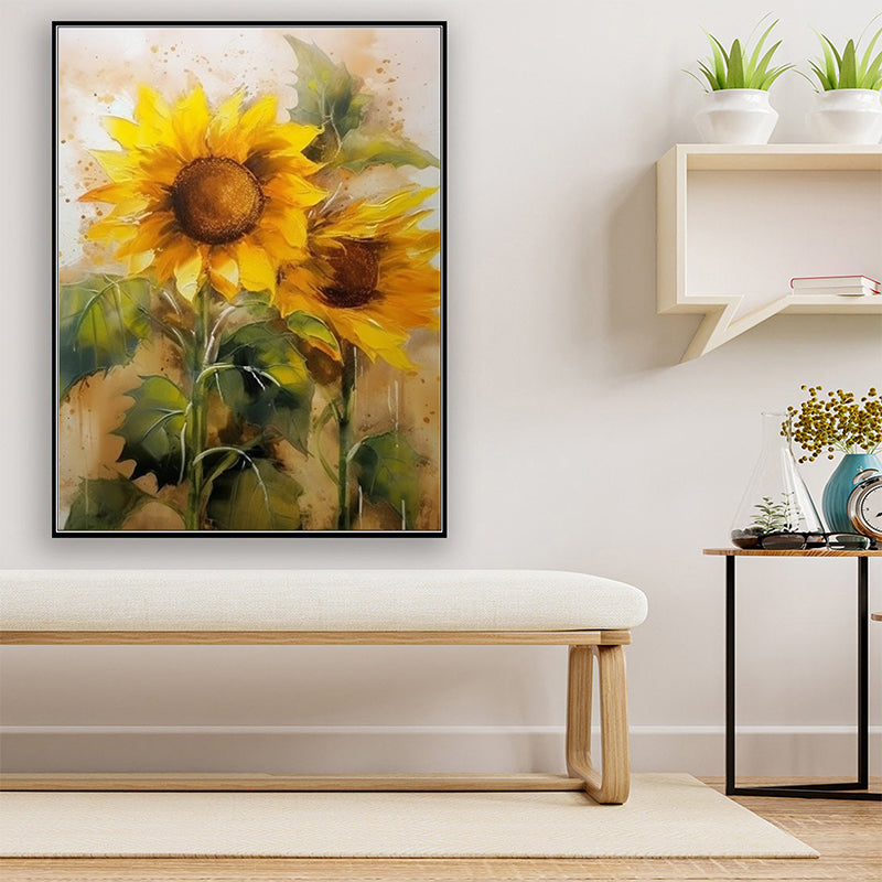 Blooming Sunflower Field Hand-Painted Oil Painting - Harbor of Serenity: Comfort in Sunflower Paintings