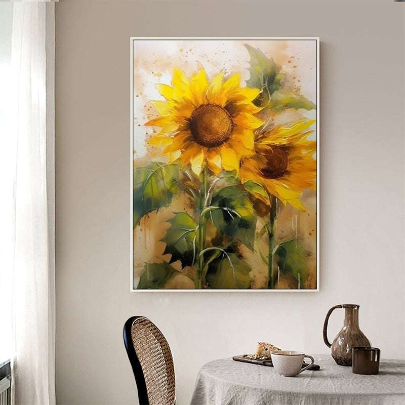 Blooming Sunflower Field Hand-Painted Oil Painting - Harbor of Serenity: Comfort in Sunflower Paintings