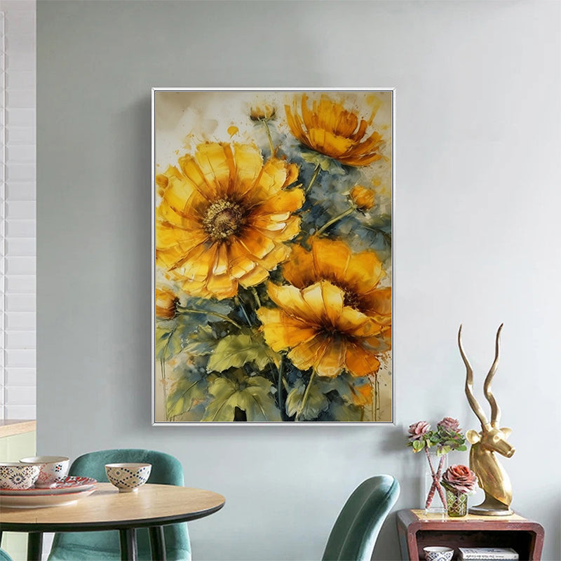 Blooming Sunflower Field Hand-Painted Oil Painting - Dreamy Colors: Enchantment of Sunflower Art