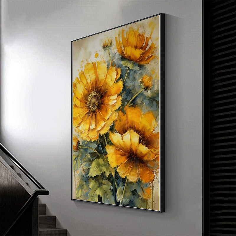 Blooming Sunflower Field Hand-Painted Oil Painting - Dreamy Colors: Enchantment of Sunflower Art