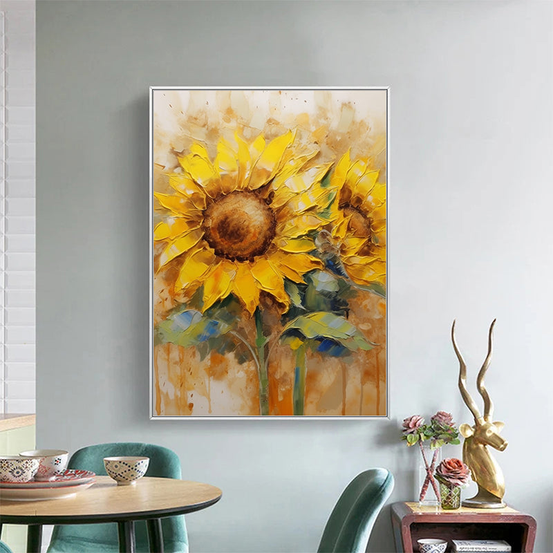 Blooming Sunflower Field Hand-Painted Oil Painting - Flower of Paradise: Sea of Sunflowers in Oil