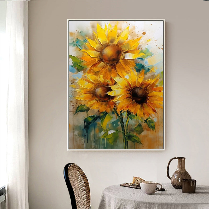 Blooming Sunflower Field Hand-Painted Oil Painting - Gateway to Heaven: Sunflower Fields in Oil Paintings