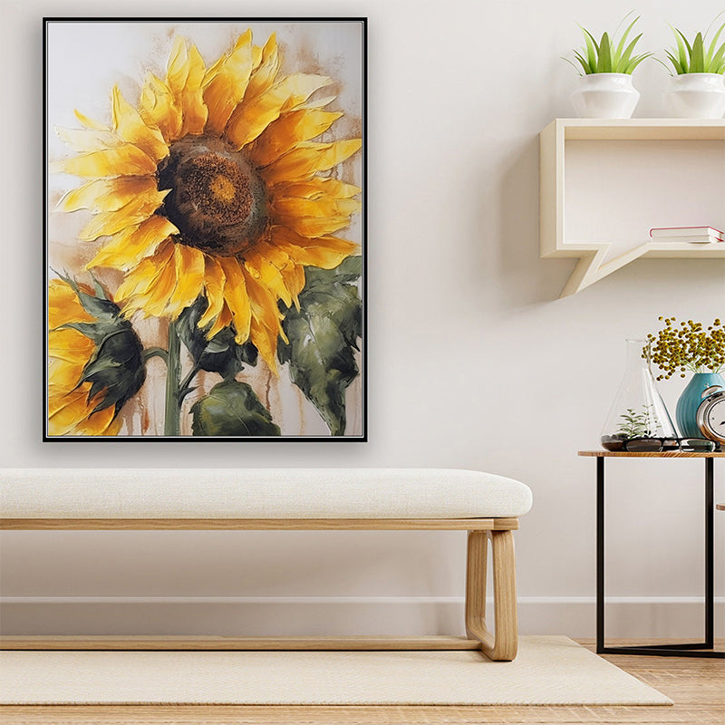 Abstract Sunflower Canvas Oil Painting Boho Wall Art - Colors of Angels: Mysterious Beauty of Sunflowers