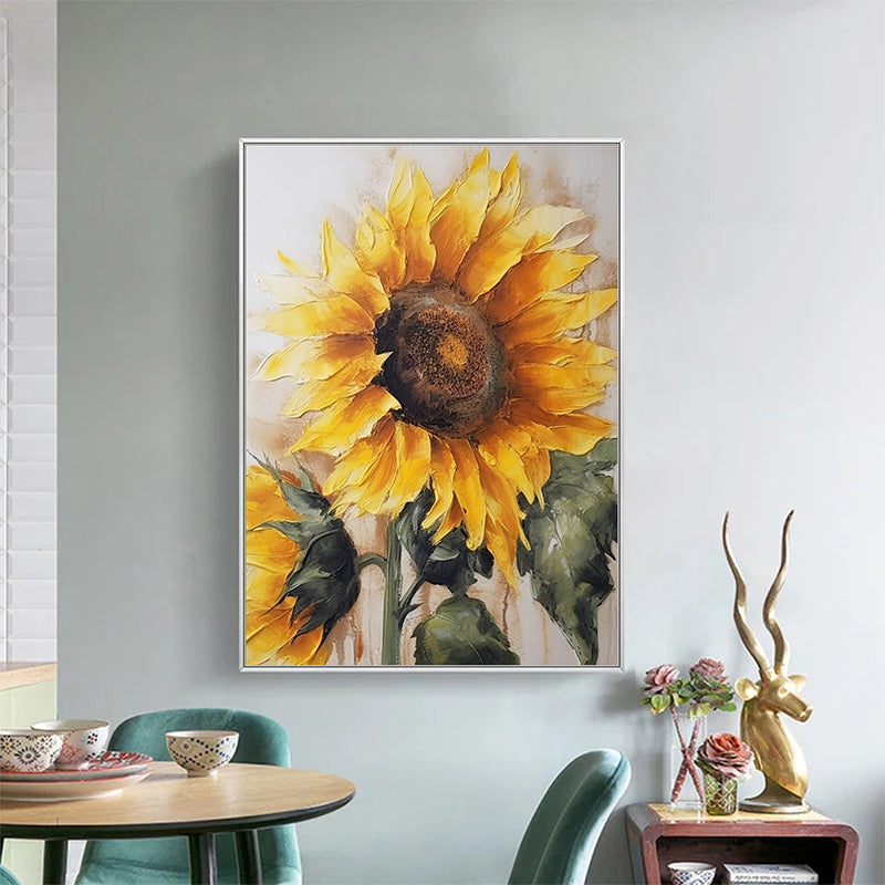 Abstract Sunflower Canvas Oil Painting Boho Wall Art - Colors of Angels: Mysterious Beauty of Sunflowers