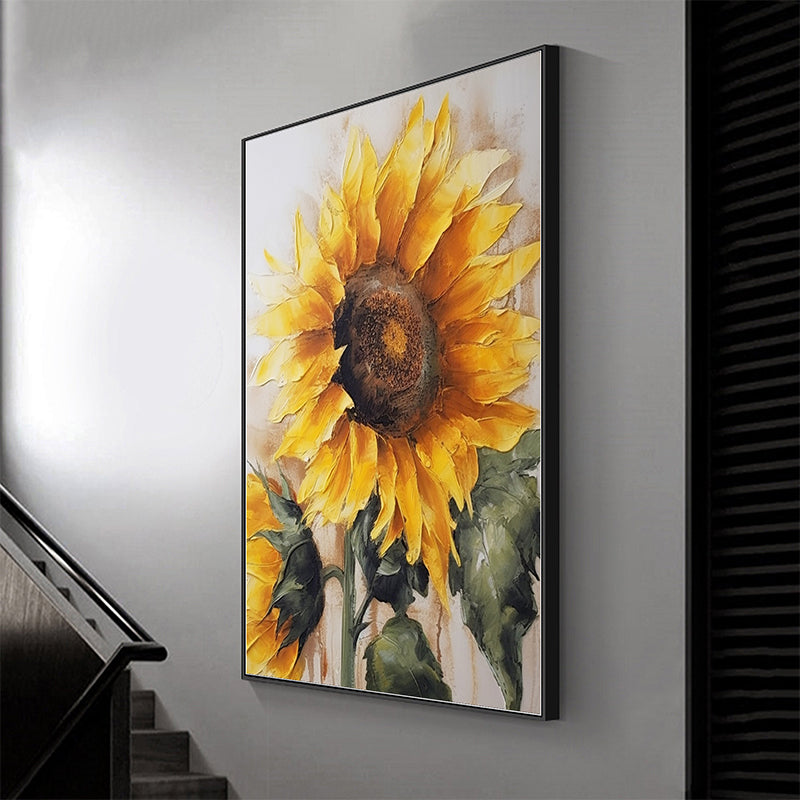 Abstract Sunflower Canvas Oil Painting Boho Wall Art - Colors of Angels: Mysterious Beauty of Sunflowers