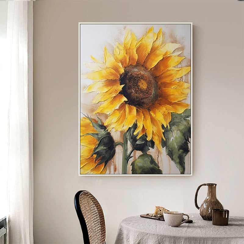 Abstract Sunflower Canvas Oil Painting Boho Wall Art - Colors of Angels: Mysterious Beauty of Sunflowers