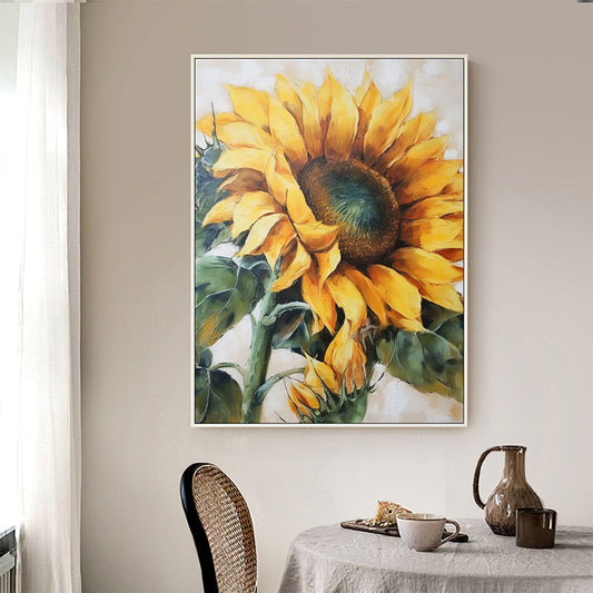 Abstract Sunflower Canvas Oil Painting Boho Wall Art - Summer Essence: Sunflowers' Freshness in Oil