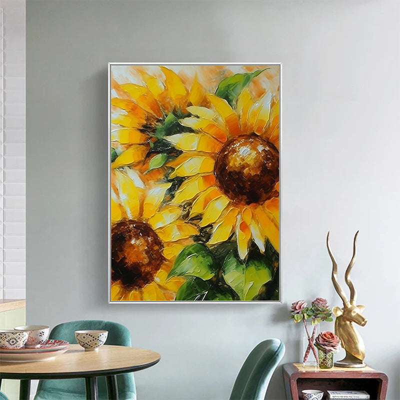 Abstract Floral Wall Art - Sunrise Reverie: Handcrafted Oil Painting