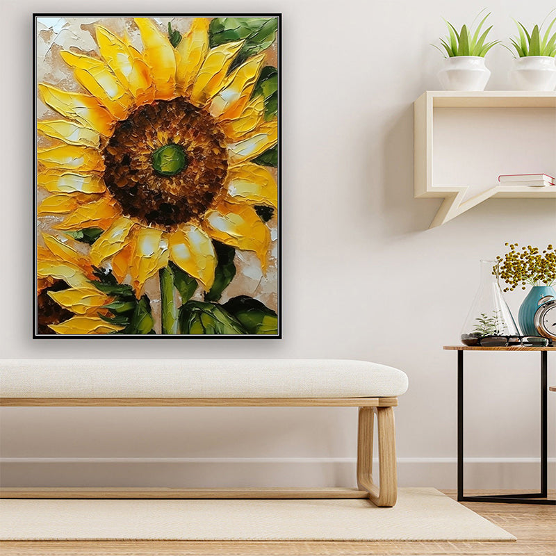 Abstract Floral Wall Art - Sunshine Vista: Hand-Painted Oil Painting