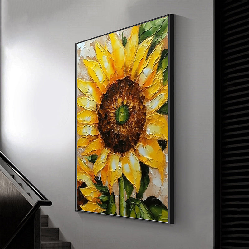 Abstract Floral Wall Art - Sunshine Vista: Hand-Painted Oil Painting