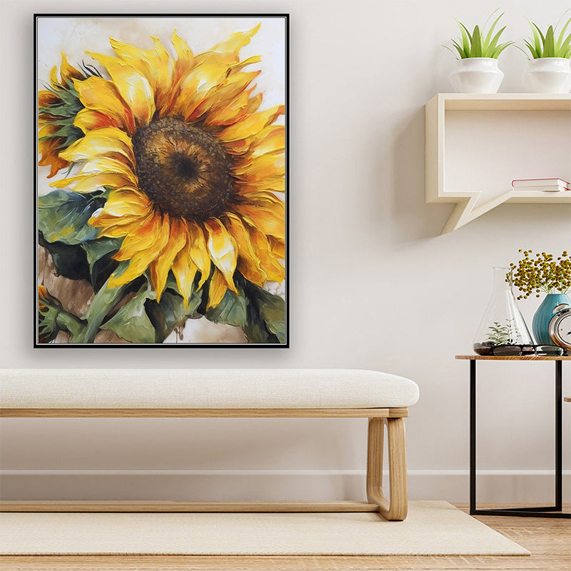 Abstract Sunflower Canvas Oil Painting Boho Wall Art - Flower of Paradise: Sea of Sunflowers in Oil
