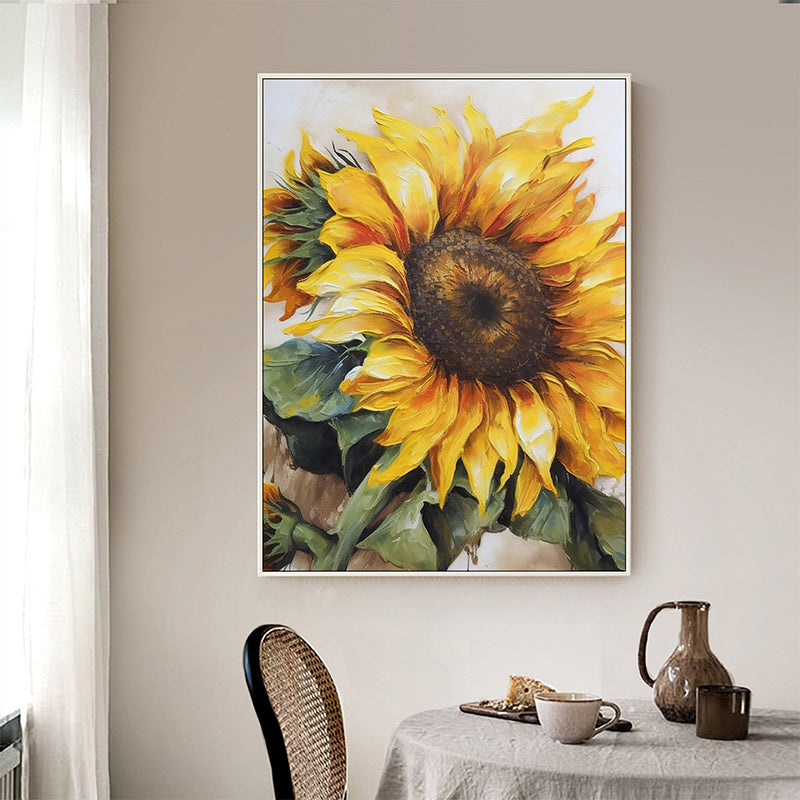 Abstract Sunflower Canvas Oil Painting Boho Wall Art - Flower of Paradise: Sea of Sunflowers in Oil