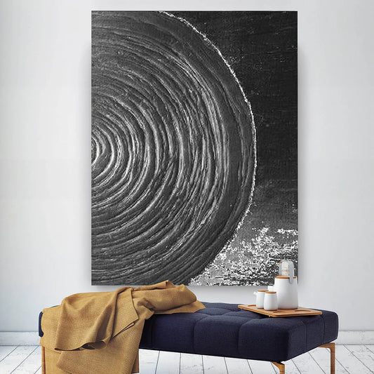 Handmade Black And White Painting, Large White Textured Wall Art, Black And White Wall Art, Black And White 3D Abstract Art