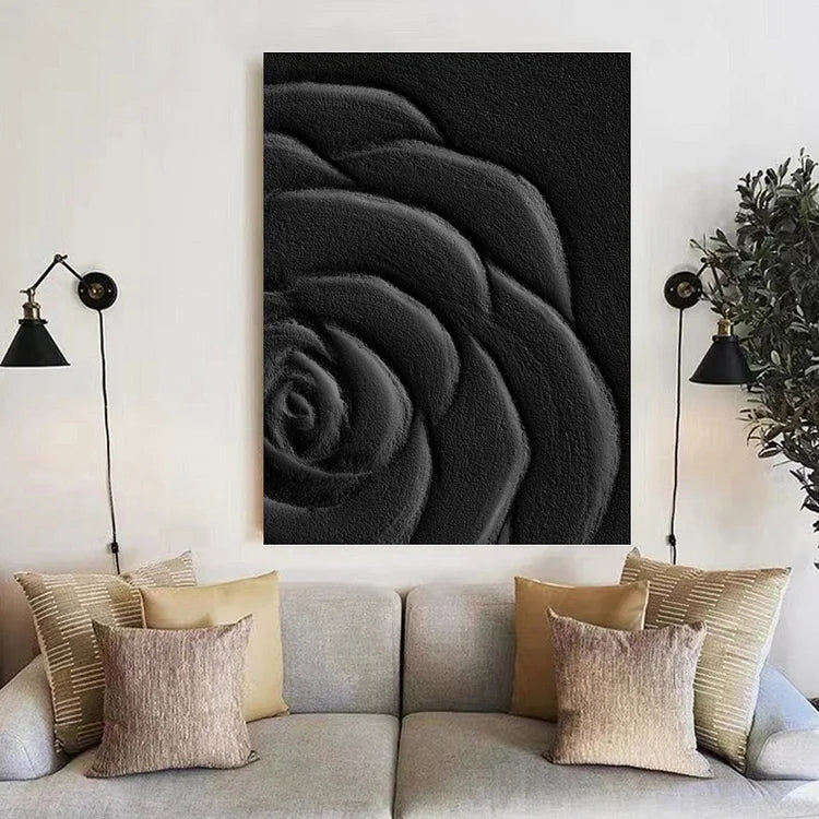 Large Black and White Abstract Painting, Black Texture Painting, Minimalist Abstract Art
