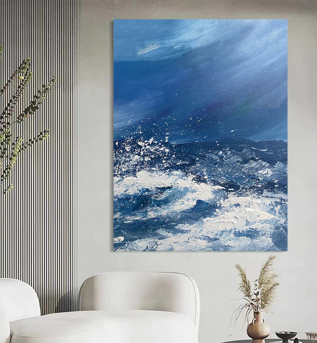 Large ocean sunset painting on canvas big ocean painting large wall art blue painting cloud painting