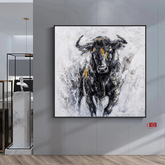 Bull painting Bull wall decor highland cow painting Bull Abstract Painting on Canvas Stock market bull market Animal Painting Bull wall art