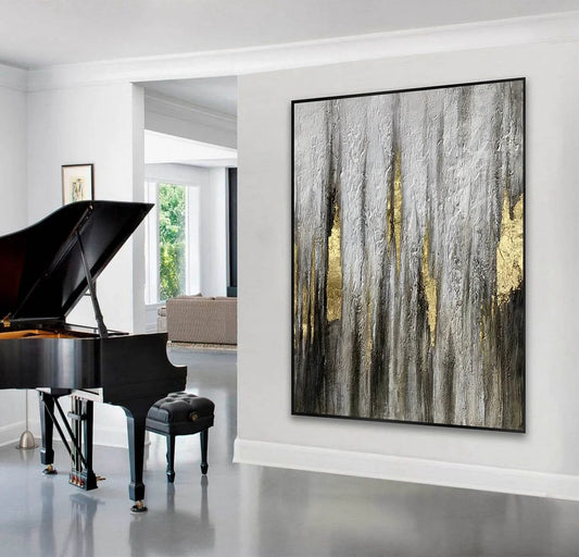 Large oil painting on canvas, gold leaf painting abstract, modern abstract wall art, original abstract painting, large canvas wall art