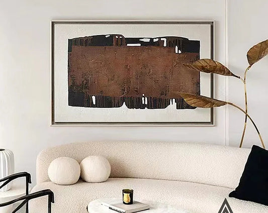 Earth Tone Abstract Painting Brown Original Acrylic Painting Large Wall Art Black white Abstract Canvas Art