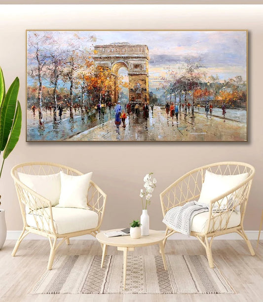 Triumphal arch painting, Arc de Triomphe painting, Paris painting, Paris oil painting, Paris painting on canvas, Paris canvas painting