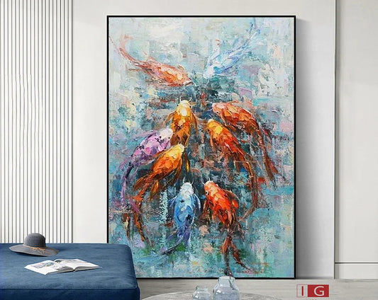 Fish abstract painting Fish wall art Fish Painting Modern Canvas wall Art Color fish painting Fish Canvas Wall Art Fish Landscape Painting