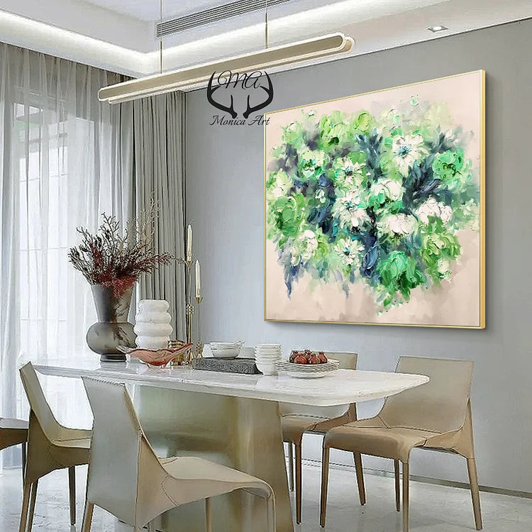 Flower Oil Painting on Canvas, Large Original Modern Floral Wall Art Textured Custom Acrylic Painting